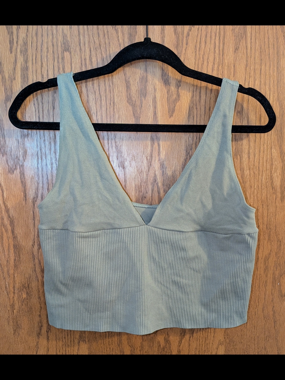 UO Ribbed Scoop Crop Top in Sage